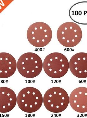 100pcs/set 125mm Sandpaper Round Sanding Discs Hook Loop San