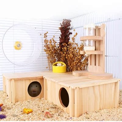 Hamster Wooden House Hideout Nesting Habitat for guinea pig