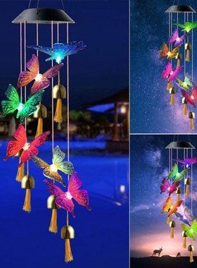 Color Changing Solar Power Wind Chime Crystal Ball Hummingbi