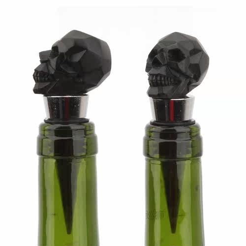 Halloween Skull Champagne Red Wine Bottle Stopper Upside Dow