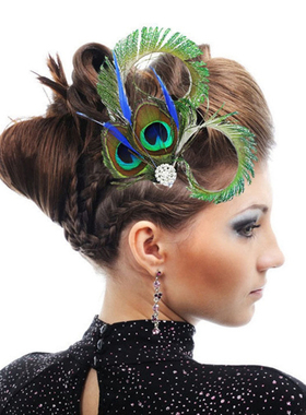 Peacock Feather Hair Clip Women Fascinator Alligator Photogr