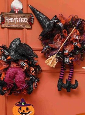 Halloween Decorations Garlands Broom Witch Wreath Party
