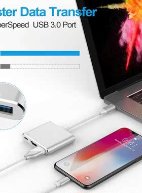 Aluminum Alloy 3 in 1 USB 3.1 HUB Converter Installa Remove