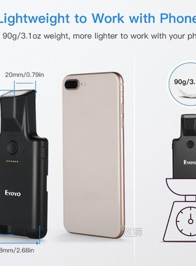 1D Back Clip Bluetooth Barcode Scanner Work with Phone, Port
