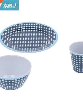 Fruit Plate Bowl Bowl /Set Tableware Set Dark Blue Grid Mela