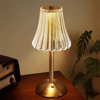 3 Colors LED Crystal Table Lamp Dimmable Bedside Night
