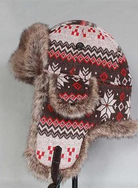 Winter Bomber Hat Women Russian Faux Fur Trapper Hat Men