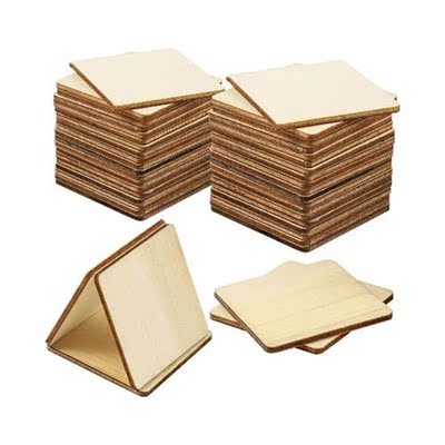 Wood Slices Wooden Blank Crafts Square Coaster Unfinished
