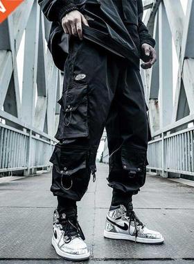 HOUZHOU Black Cargo Pants Men Joggers Hip Hop Techwear Pants
