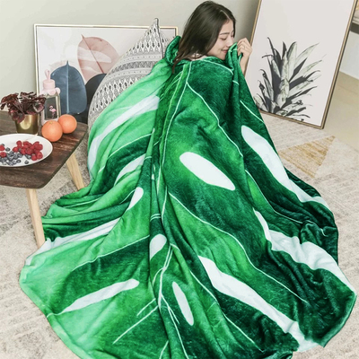 Large Leaf Blanket for Beds Sofa Cover Soft Warm Flannel Thr