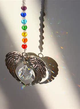 Crystal Sun Light catcher Bead Angel Wings Hanging Pendant