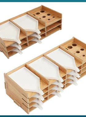 2 Pieces Wooden Diamond Painting Tools Storage Tray DIY Mult