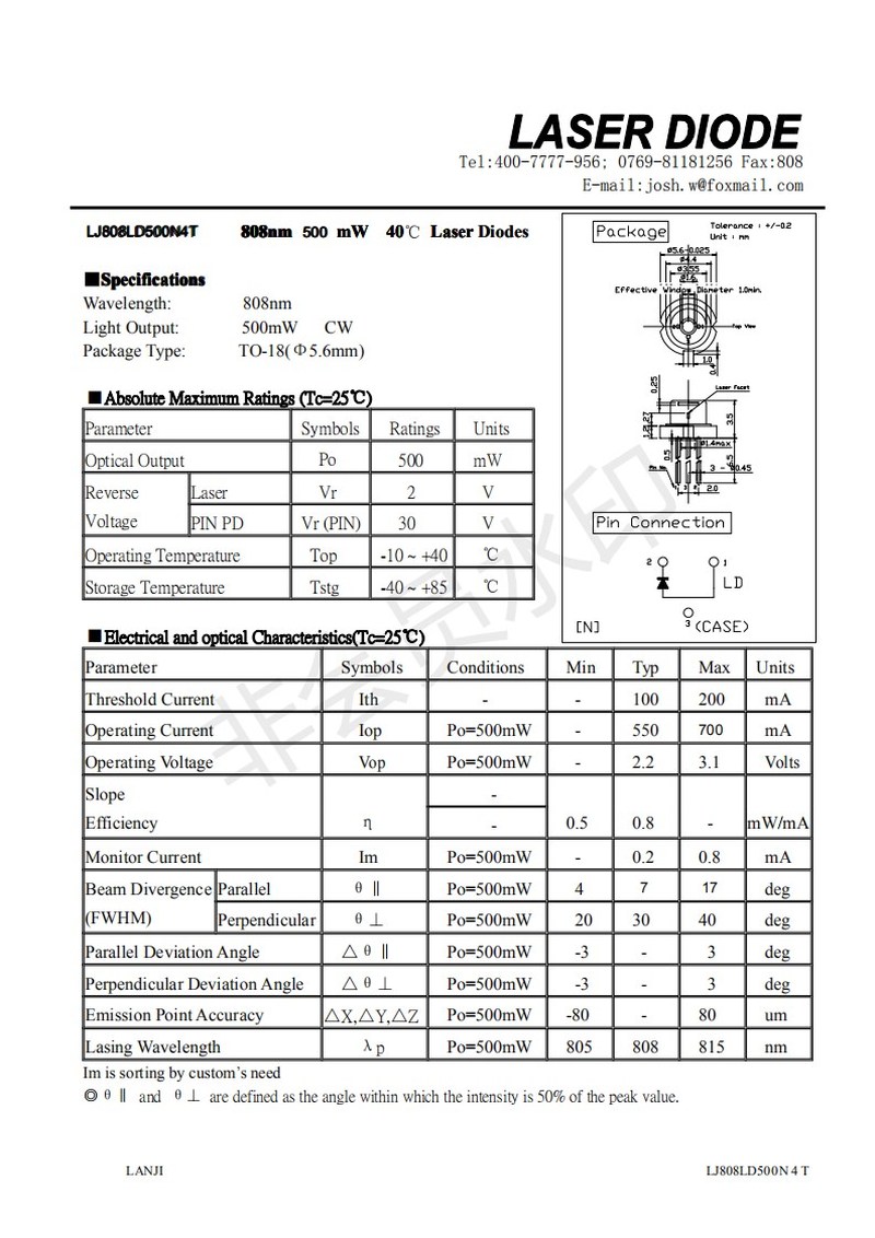 808nm 810nm 500mW DIY/LAB Infrared IR 5.6mm Laser/Lazer Diod