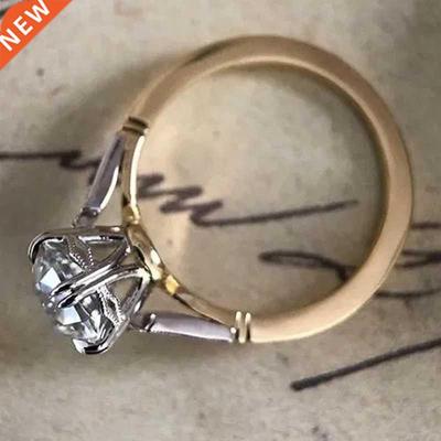 Huitan Understated Round Cubic Zirconia Rings for Women Wedd