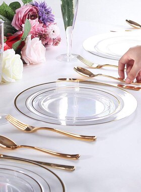 New Gold Plastic Plates 60 Pieces, Disposable Wedding Plate