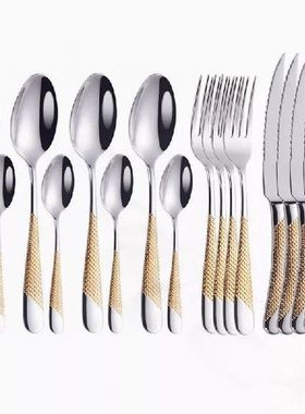 Set Alat Makan Emas 16 Buah Peralatan Makan Sendok Garpu