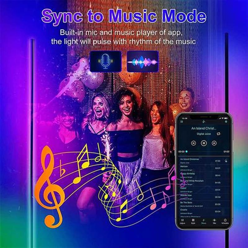 LED Floor Lamp RGB Remote Control Bluetooth APP Music Synchr