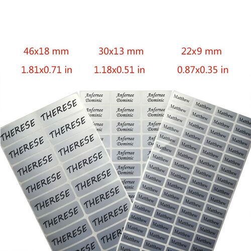 3Size Silver Color Custom Name Stickers Grey Waterproof Pers