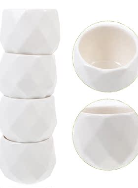 4pcs Ceramic Succulent Planters Geometry Shape Flower Pots H