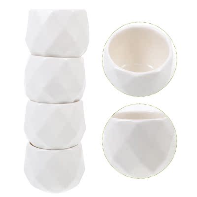 4pcs Ceramic Succulent Planters Geometry Shape Flower Pots H