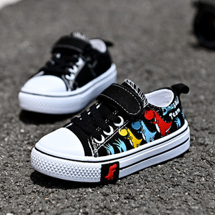 top girls cartoon canvas shoes Children casual and boys low