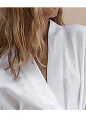 Women s V-Neck Kimono Cardigan Mini Dress White Cotton Li