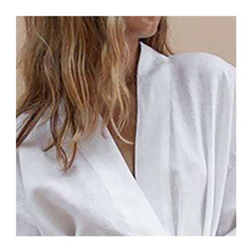 Women s V-Neck Kimono Cardigan Mini Dress White Cotton Li