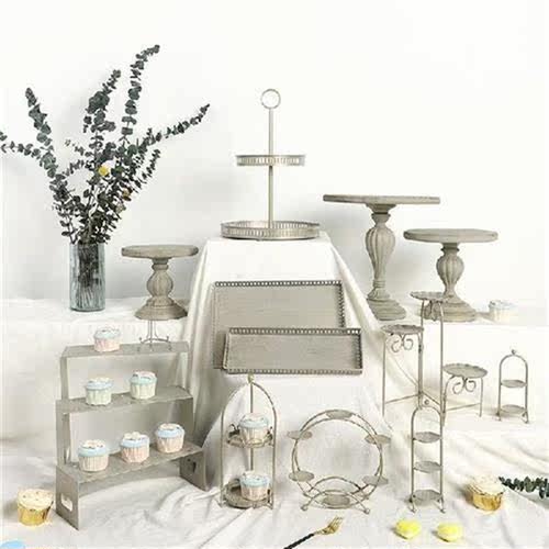Vintage Gray Cake Stands Wedding Outdoor Party Cake