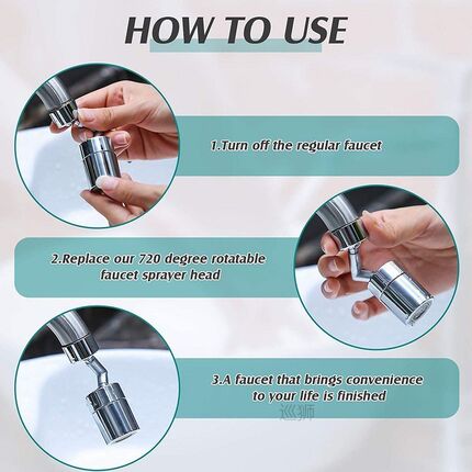 2 Pcs Universal Aerator 720°rotation Splash-proof Swivel