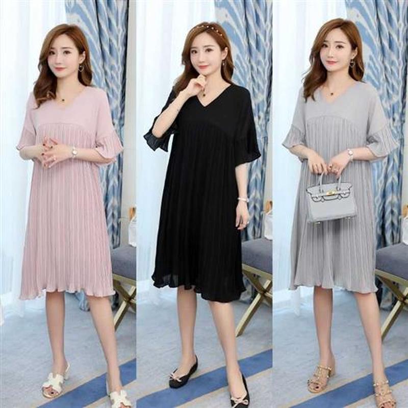 Pleated Chiffon Pregnancy Dresses For Pregnant Women Materni图片