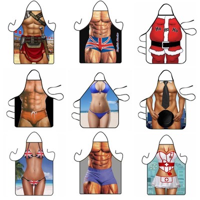 Funny Muscle Man Creativity Kitchen Apron for Men Women Home