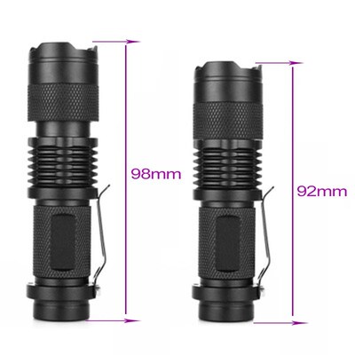 UV LED Flashlight Ultraviolet Torch zoomable Mini UV Black L