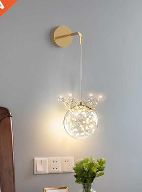 Modern Led Wall Lamp Romantic Glass Ball Gold Sconce Light
