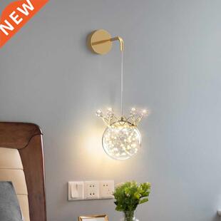 Modern Led Wall Lamp Romantic Glass Ball Gold Sconce Light