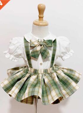 Baby Girl Formal Clothes Set White Shirt Suspender Skirt Bow
