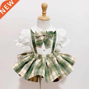 Baby Girl Formal Clothes Set White Shirt Suspender Skirt Bow