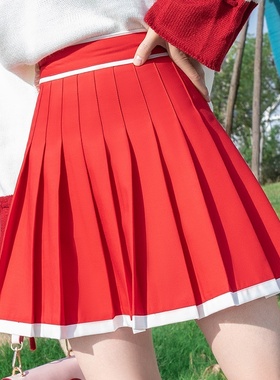 Red Gothic Women's Skirts High Waist Summer Female Pleat
