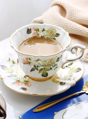 Fine Bone China Coffee Cup Sets White Rose Ceramic Tea Cups