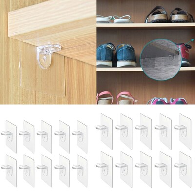 10Pcs Plastic Closet Cabinet Shelf Support Clips Shelf Adhes