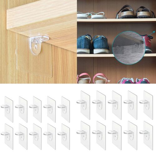 10Pcs Plastic Closet Cabinet Shelf Support Clips Shelf Adhes