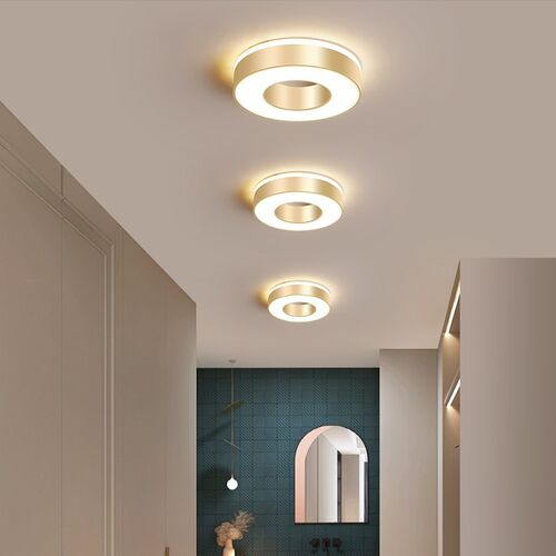 Modern LED Golden Ceiling Light for Living Room Corridor Bal