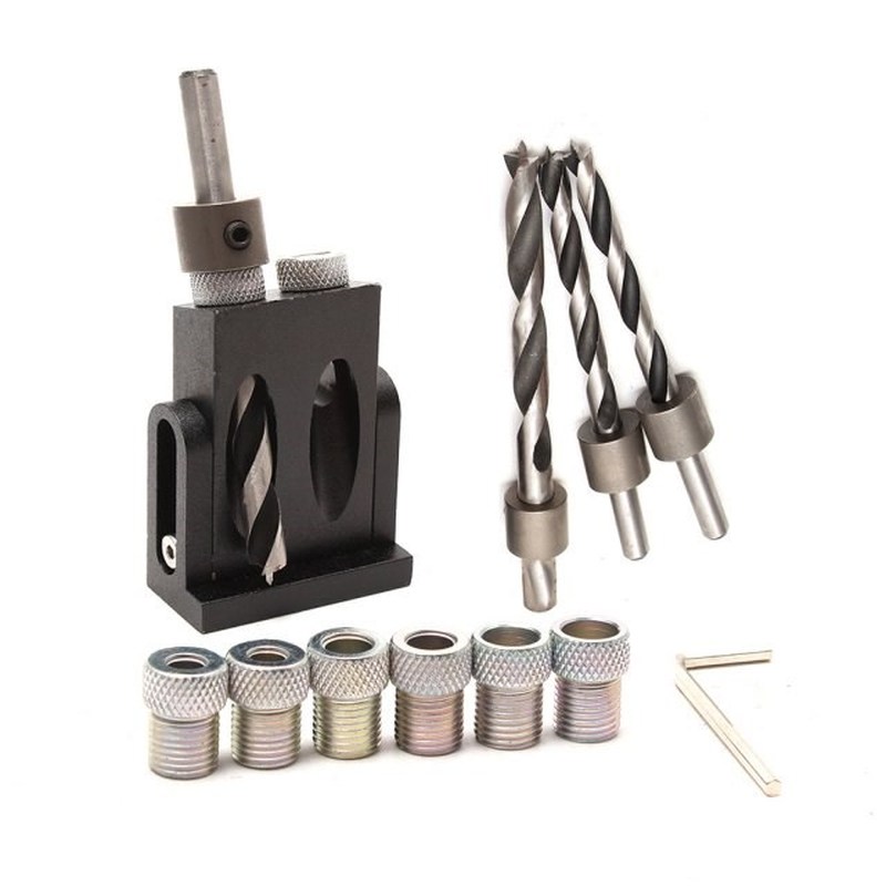 15 Degree Angle Oblique Hole Locator Pocket Hole Jig Alumini - 实物图