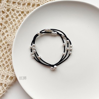 Pearl hair ring Japanese and Korean girl hair rope small fre