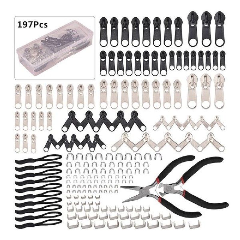 197PCS/Lot #3#5#8#10 Metal Zipper Repair Kit Replacement