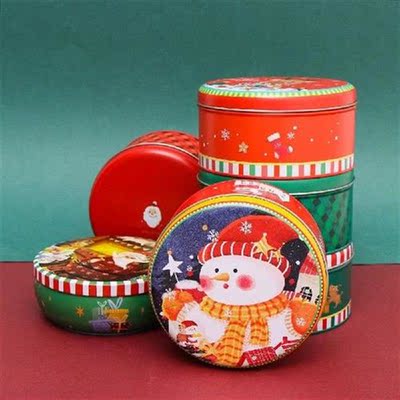 Christmas Tin Gift Box Round Nesting Tins Xmas Santa Claus