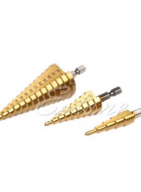 3Pcs Set Steel Titanium Nitride Coated Step Drill Bit Quick
