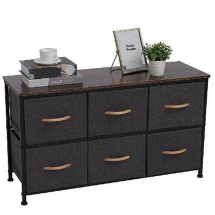 2-Tier Widen Drawer Dresser Storage Unit with 6 Easy Pull