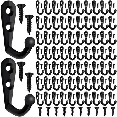 100 Pieces Of Double-Hole Wall Mounted Single Hook Robe Hook