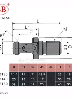 BB Pull Stud BT30 BT40 BT50 CNC Milling Tool Holder Retentio