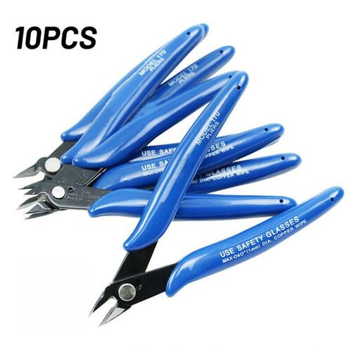 10 Pack 170 Flush Wire Cutter Blue Diagonal Cutting Pliers N